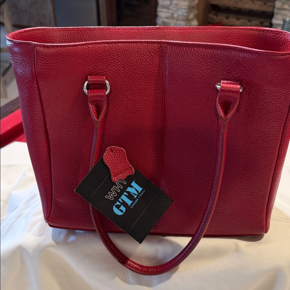 Red Leather Tote Bag